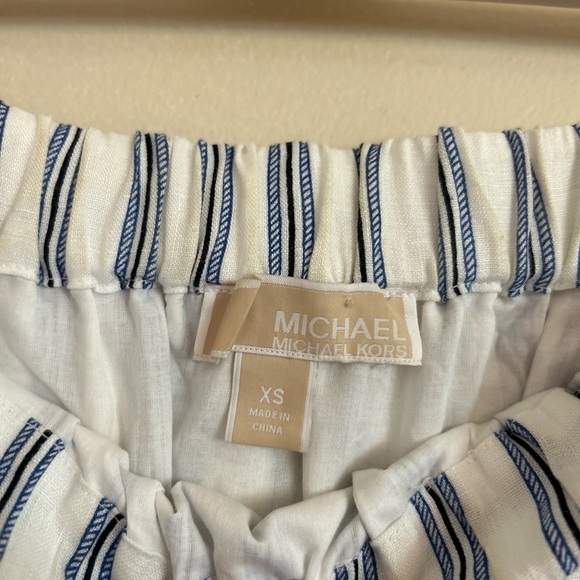 Michael Kors Striped Off the shoulder 100% Linen Dress Size Xs - Picture 10 of 11